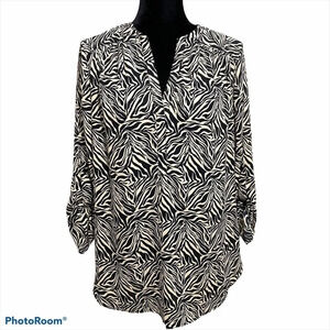 Tacera Women’s Animal Print Blouse Hi Low Large